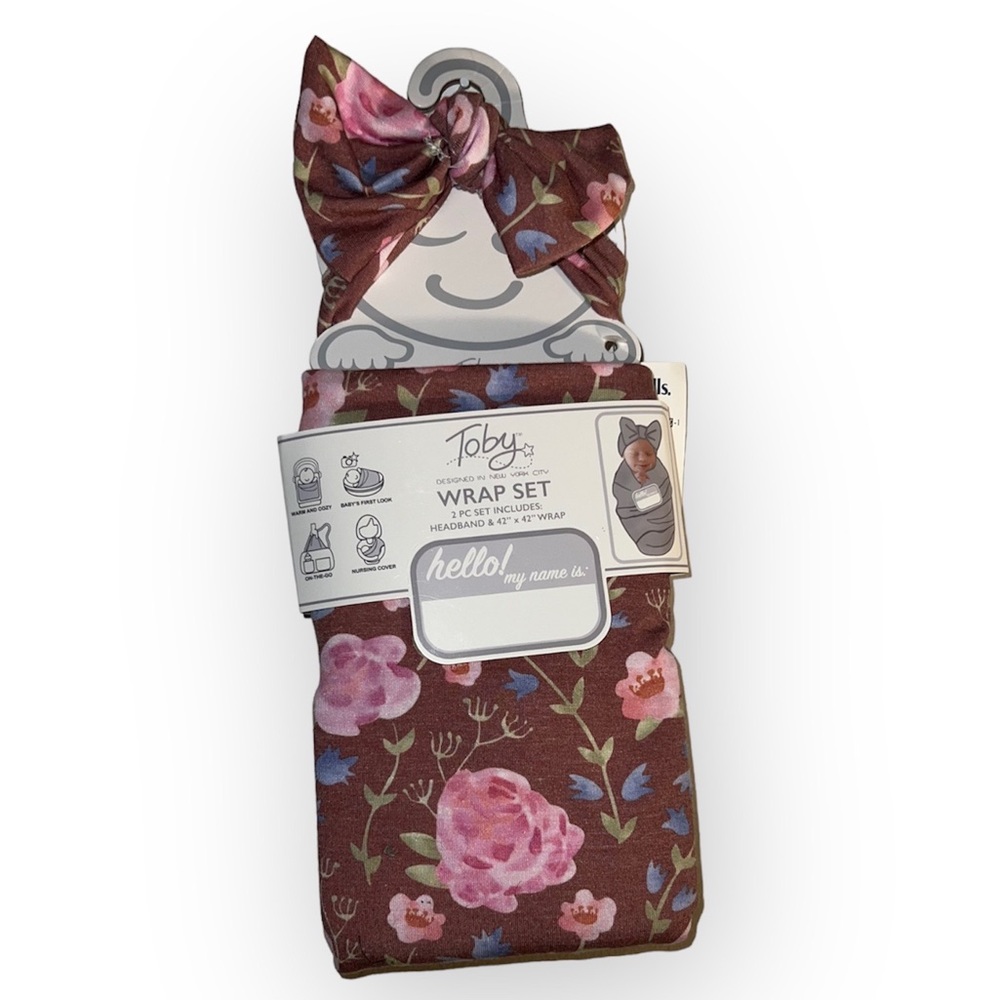 TOBY Wrap New Born 2 pc Set/Headband & 42" x 42" Wrap